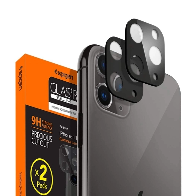 Комплект защитных стекол для камеры для iPhone 11 Pro / 11 Pro Max Spigen (AGL00500) Full Cover Camera Lens Black