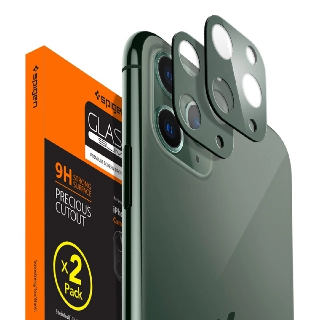 Комплект защитных стекол для камеры для iPhone 11 Pro / 11 Pro Max Spigen (AGL00501) Full Cover Camera Lens Midnight Green