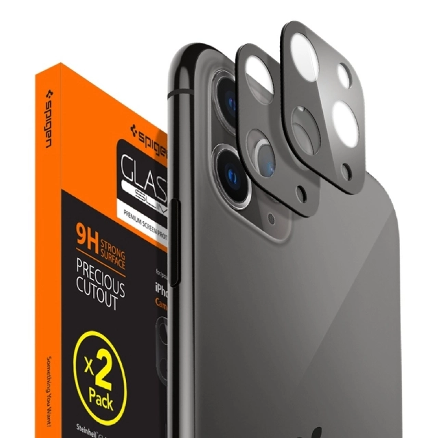 Комплект защитных стекол для камеры для iPhone 11 Pro / 11 Pro Max Spigen (AGL00503) Full Cover Camera Lens Space Gray