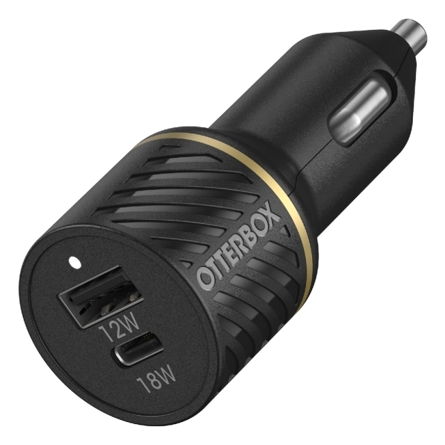Автомобильное зарядное устройство USB-C и USB-A OtterBox (78-52545) Fast Charge Dual Port Car Charger 30W Black Shimmer