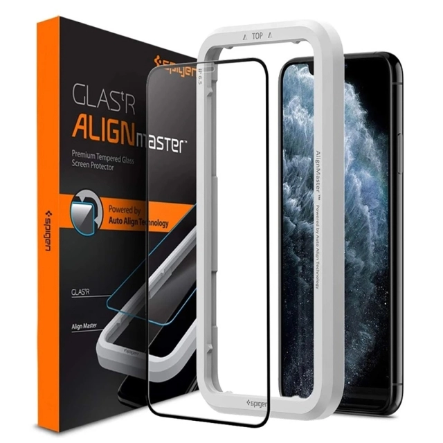 Защитное стекло для iPhone 11 Pro / XS / X Spigen (AGL00114) AlignMaster Full Coverage Black