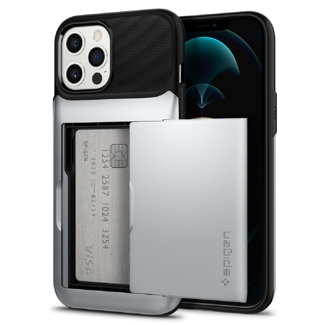 Чехол для iPhone 12 Pro Max Spigen (ACS01486) Slim Armor Wallet Satin Silver
