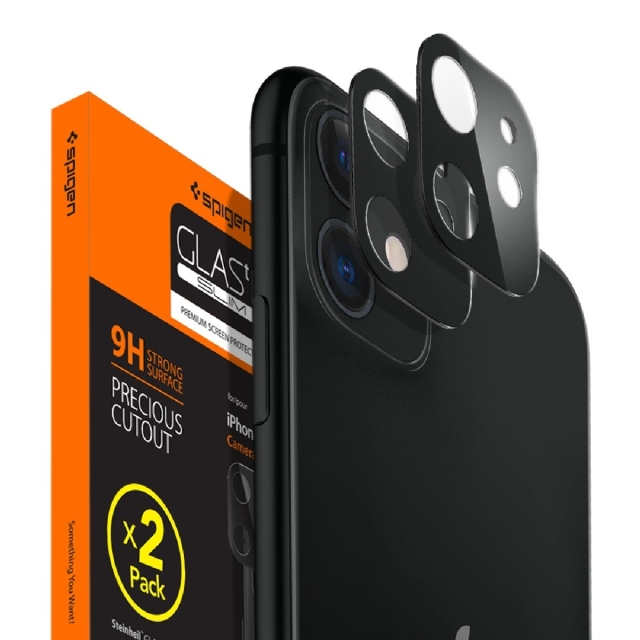 Комплект защитных стекол для камеры для iPhone 11 Spigen (AGL00506) Full Cover Camera Lens Black