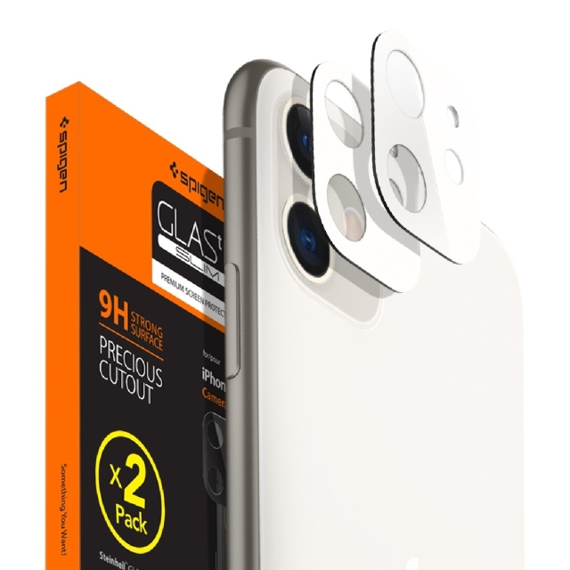 Комплект защитных стекол для камеры для iPhone 11 Spigen (AGL00507) Full Cover Camera Lens White