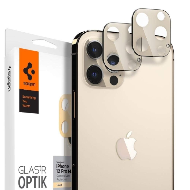Комплект защитных стекол для камеры для iPhone 12 Pro Max Spigen (AGL02454) Glas.tR Optik Lens Gold