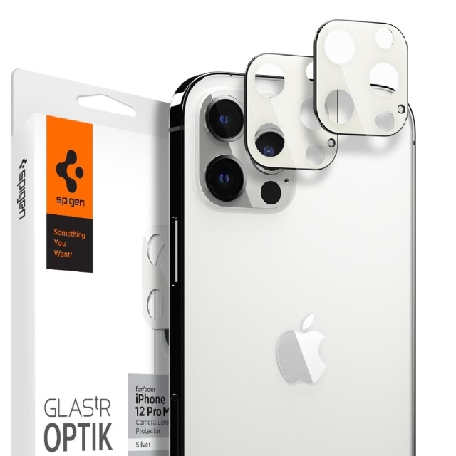 Комплект защитных стекол для камеры для iPhone 12 Pro Max Spigen (AGL02455) Optik Lens Protector Silver