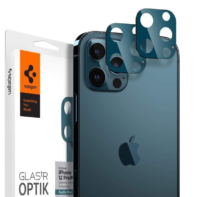 Комплект защитных стекол для камеры для iPhone 12 Pro Max Spigen (AGL02456) Optik Lens Protector Pacific Blue