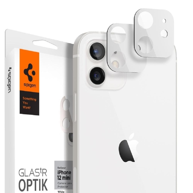 Комплект защитных стекол для камеры для iPhone 12 Mini Spigen (AGL02461) Glass tR Optik Lens White