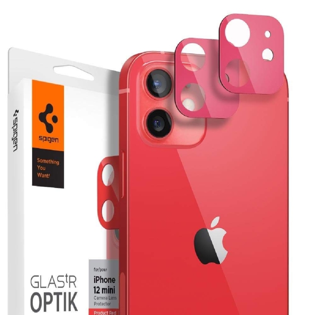 Комплект защитных стекол для камеры для iPhone 12 Mini Spigen (AGL02464) Glass tR Optik Lens Red