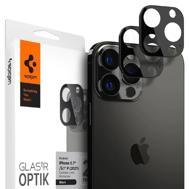 Комплект защитных стекол для камеры для iPhone 13 Pro Max / iPhone 13 Pro Spigen (AGL03381) Optik Lens Protector V2 Black