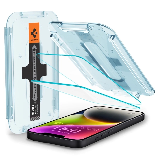 Комплект защитных стекол для iPhone 14 Spigen (AGL03386) EZ FIT GLAS.tR (Sensor Protection) Clear