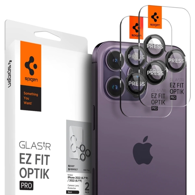 Комплект защитных стекол для камеры для iPhone 14 Pro / 14 Pro Max Spigen (AGL05205) Optik Pro Lens Protector Black