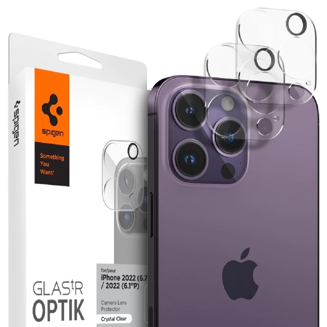 Комплект защитных стекол для камеры для iPhone 14 Pro / 14 Pro Max Spigen (AGL05228) Optik Lens Protector Crystal Clear