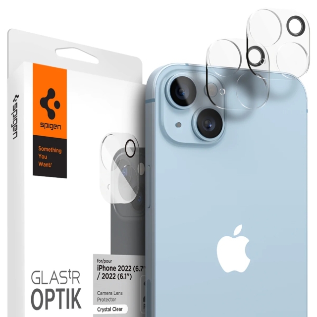 Комплект защитных стекол для камеры для iPhone 14 / 14 Plus Spigen (AGL05229) Optik Lens Protector Crystal Clear