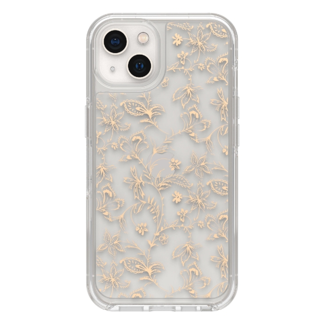 Чехол для iPhone 13 OtterBox (77-85309) Symmetry Clear Antimicrobial Wallflower Graphic (Clear/Gold)