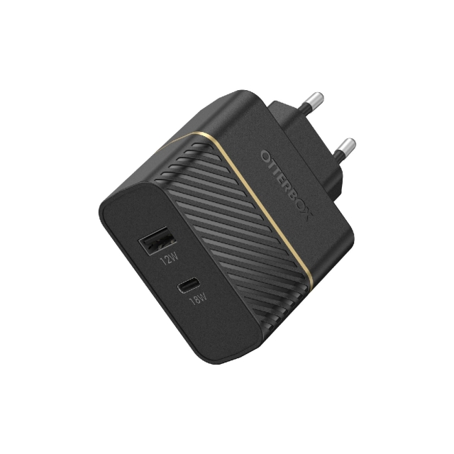 Зарядное устройство USB-C и USB-A OtterBox (78-52723) Fast Charge Dual Port Wall Charger Black Shimmer