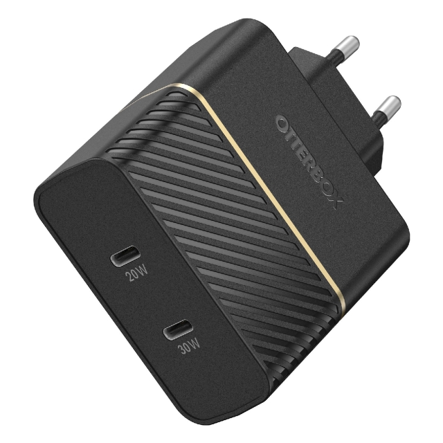 Сетевое зарядное устройство USB-C 50W Dual Port Wall Charger OtterBox (78-52724) Fast Charge Black Shimmer