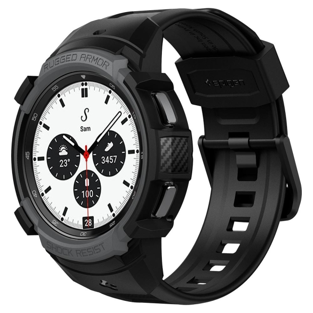 Чехол с ремешком для Galaxy Watch 4 Classic (42mm) Spigen (ACS03653) Rugged Armor Pro Gray