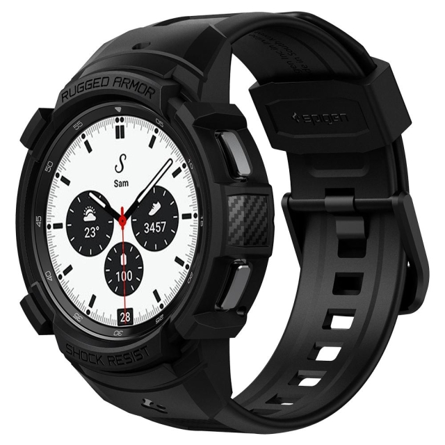 Чехол с ремешком для Galaxy Watch 4 Classic (42mm) Spigen (ACS03833) Rugged Armor Pro Black