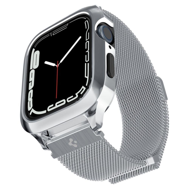 Чехол с ремешком для Apple Watch 8/7/6/SE/5/4 (44/45 mm) Spigen (ACS04584) Metal Fit Pro Silver