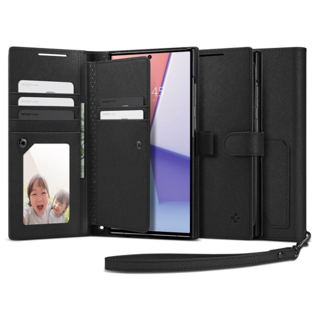 Чехол-книжка для Galaxy S23 Ultra Spigen (ACS05629) Wallet S Black