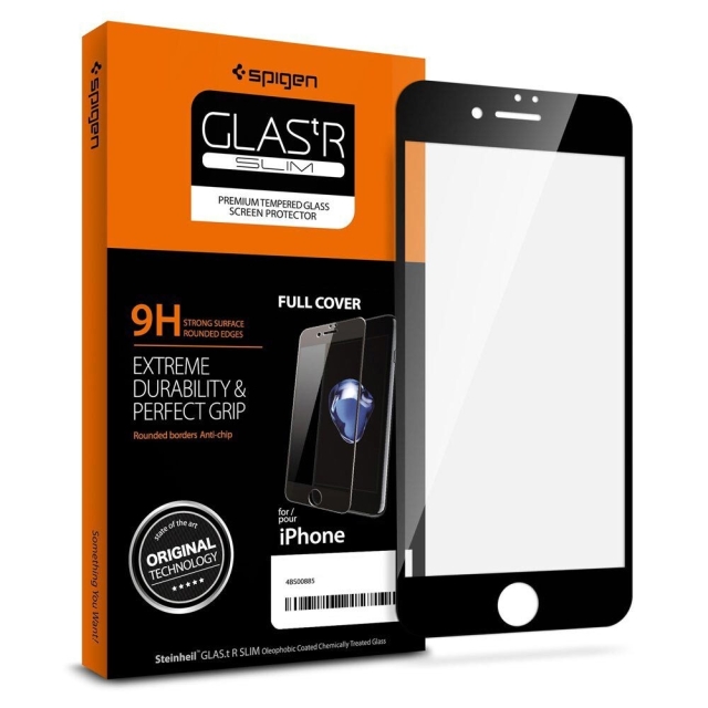 Защитное стекло для iPhone SE (2022/2020)/8/7 Spigen (AGL01314) GLAS.tR Slim Full Black