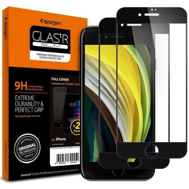 Защитное стекло для iPhone SE (2022/2020)/8/7 Spigen (AGL01315) Glas.tR SLIM Full Cover Black