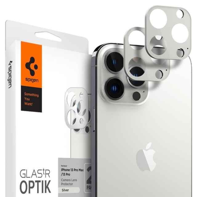 Защитное стекло для камеры для iPhone 13 Pro Max / 13 Pro Spigen (AGL04033) Optik Lens Protector V2 Silver