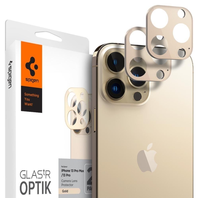Защитное стекло для камеры для iPhone 13 Pro Max / 13 Pro Spigen (AGL04034) Optik Lens Protector V2 Gold