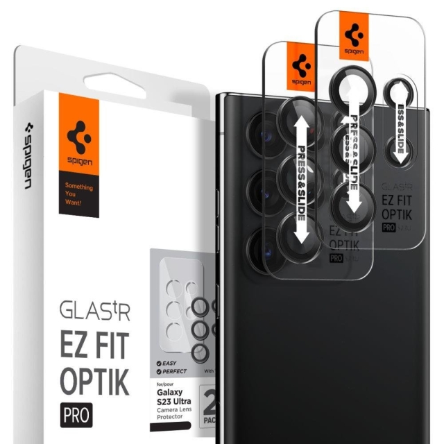 Защитное стекло для камеры для Galaxy S23 Ultra Spigen (AGL05950) GLAS.tR EZ Fit Optik Pro Black