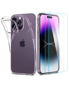 Чехол и защитное стекло для iPhone 14 Pro Max Spigen (ACS04849) Crystal Pack Crystal Clear